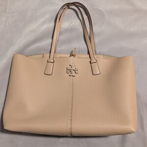 Tory Burch McGraw Leather Tote Bag Devon Sand
